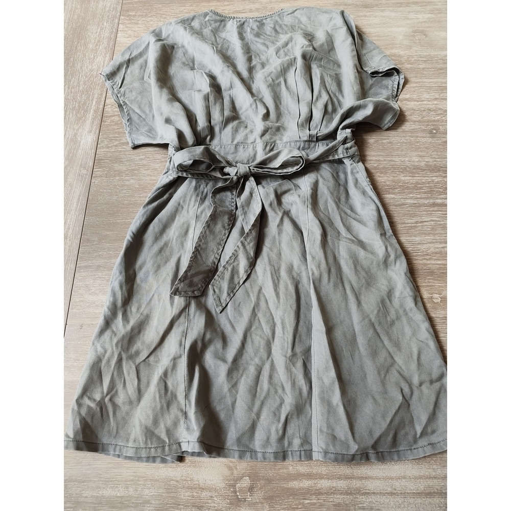 Quince Tencel Short Sleeve Mini Dress Olive Green Size Medium New With Tags - Picture 7 of 10